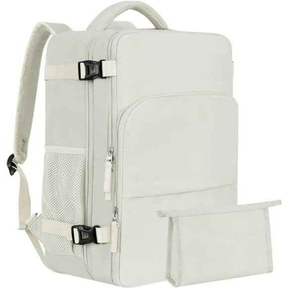 Airline approved large travel backpack carry on personal item bag for women beig main image 4